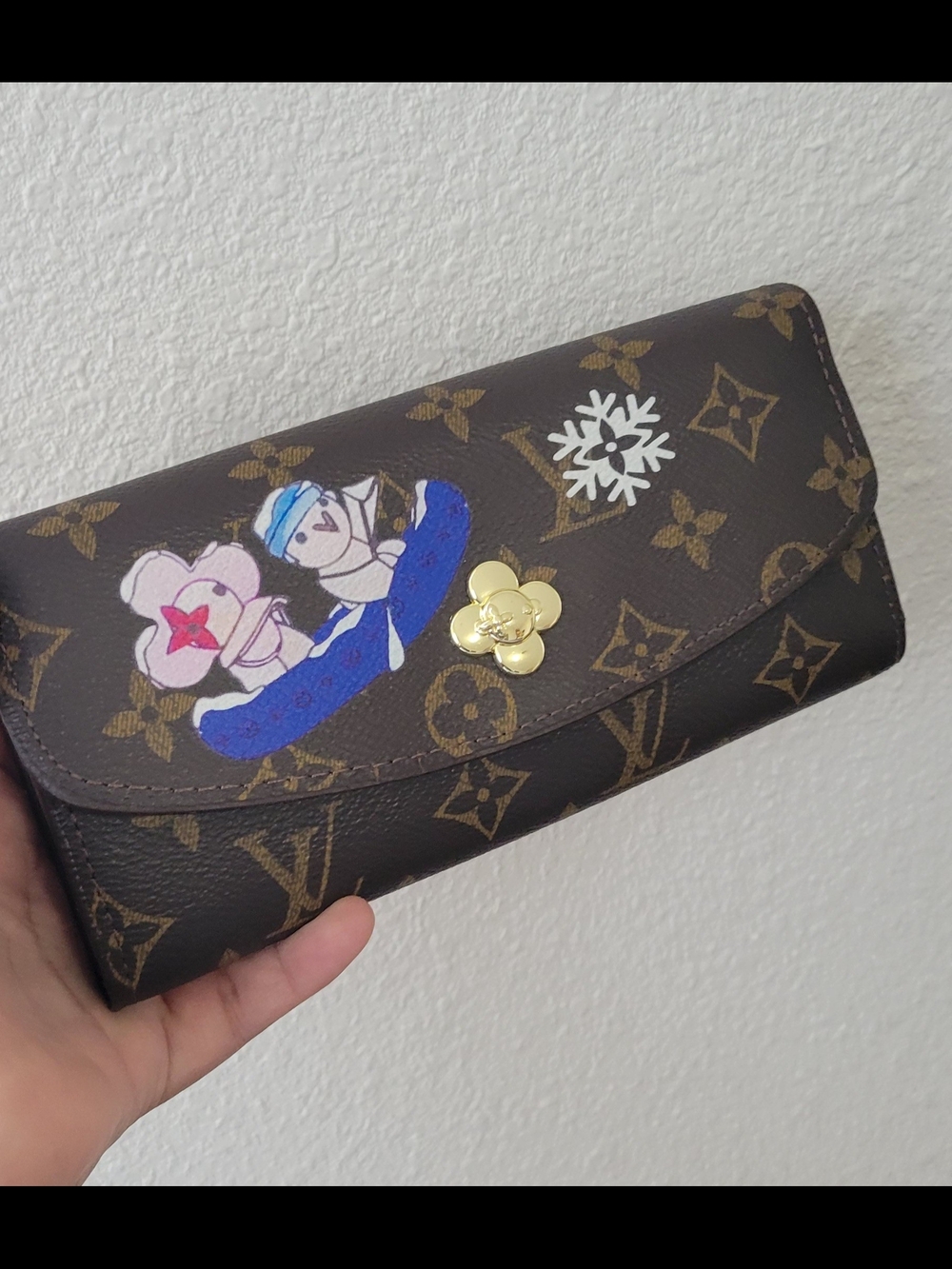 Continental Wallet with Blue and Pink Artwork Vivien